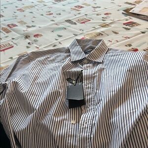 Massimo Dutti Black and White Striped Casual Shirt